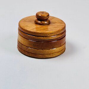 Handmade Hand Turned Wooden 3.5" Bowl,Trinket Box With Lid Fetl Bottom